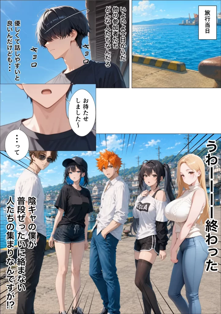 【エロ漫画】SEXしないと出られない島で陰キャがギャルハーレムできた件