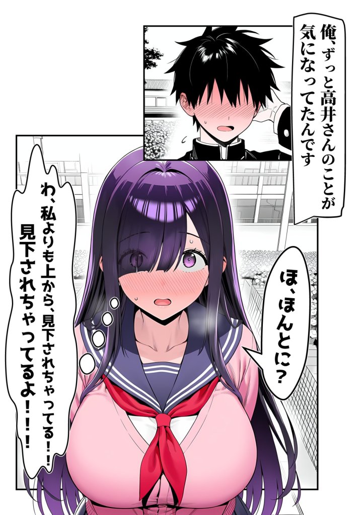 【エロ漫画】全てがデカすぎてコンプレックスを拗らせた高井さん