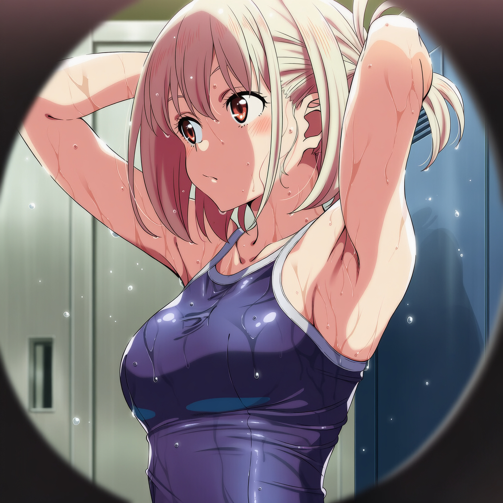 錦木千束 スク水盗撮おっぱいぼろん (1/14)