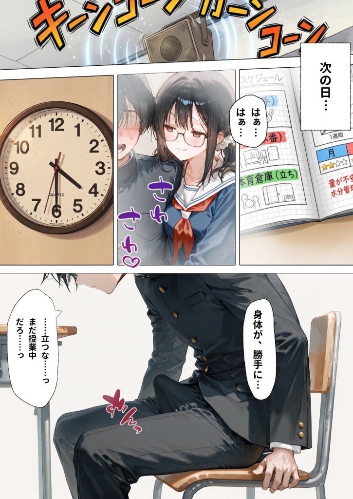 【エロ漫画】部活の清楚後輩となし崩しで処女童貞エッチしたら、実はドスケベだった2〜2週間我慢したらご褒美生エッチ〜