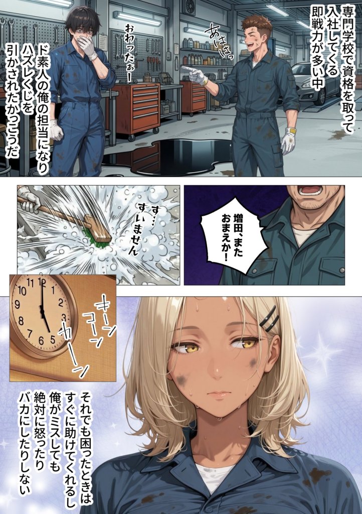 【エロ漫画】整備工場の爆乳ギャル先輩が実はエロ配信者だった話 〜新人整備士の俺だけが知る彼女の秘密〜 9ページ目