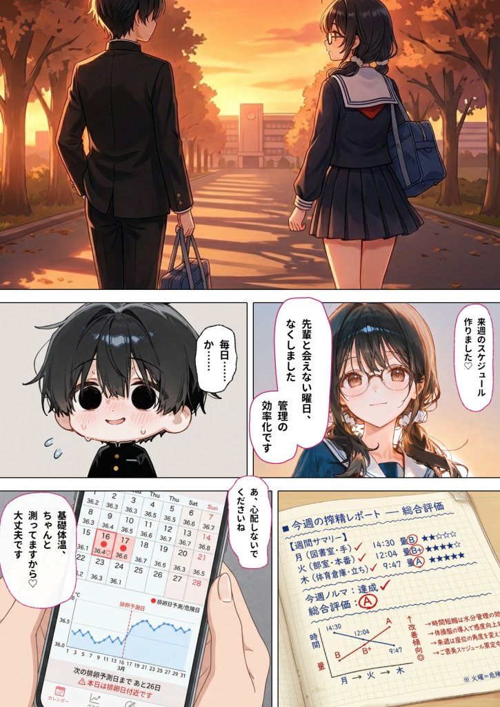 【エロ漫画】部活の清楚後輩となし崩しで処女童貞エッチしたら、実はドスケベだった2〜2週間我慢したらご褒美生エッチ〜