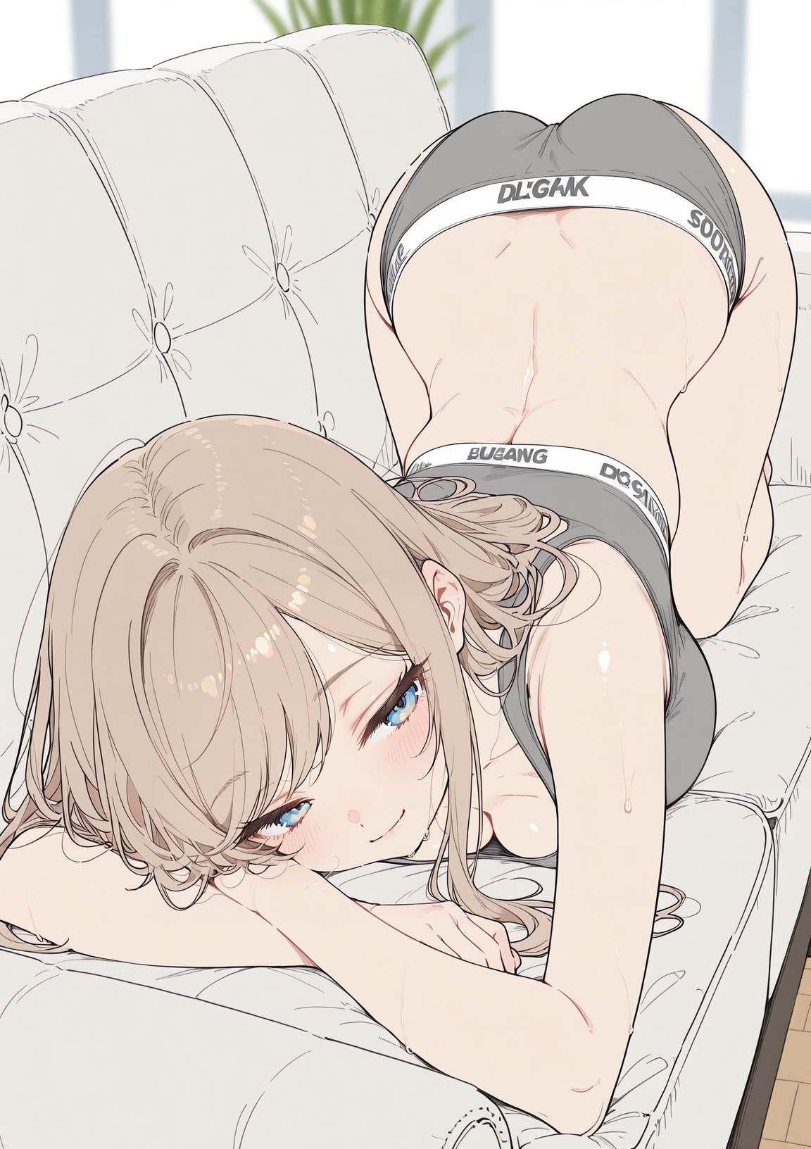 ふたりきりのリビングで...汗ばむジムウェアの金髪巨乳 深雪 (3/10)