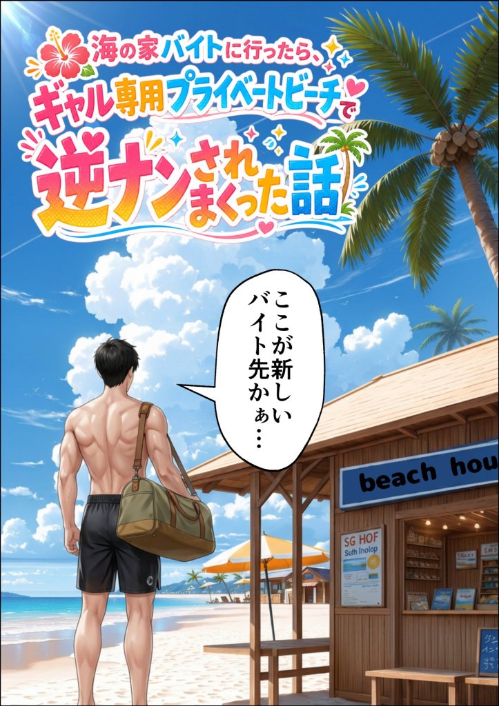 【エロ漫画】海の家バイトに行ったら、ギャル専用プライベートビーチで逆ナンされまくった話