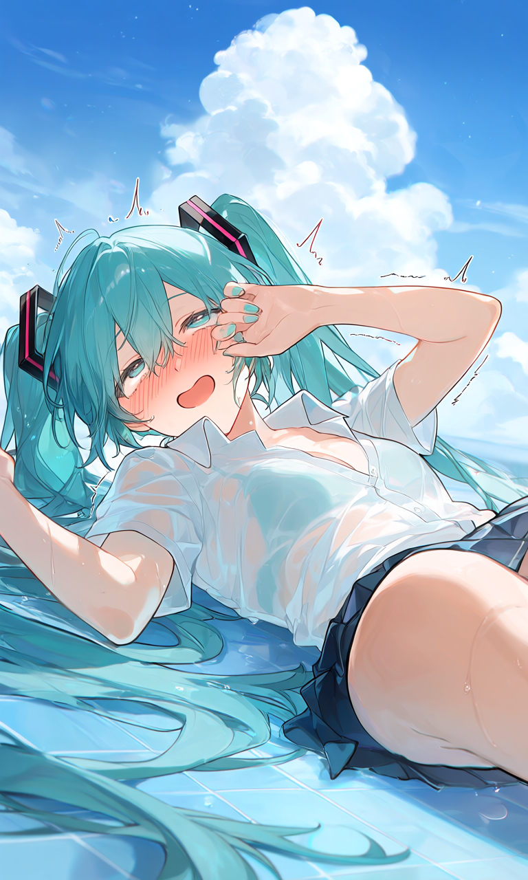 亞北ネル・初音ミク・重音テト(VOCALOID)|百合プール掃除でシャワ姦とりぷるばか (24/24)