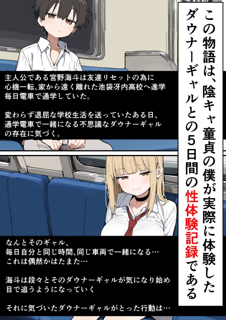 【エロ漫画】通学電車でダウナーギャルの性欲の捌け口にされた陰キャ童貞の僕〜5日間性体験記録〜