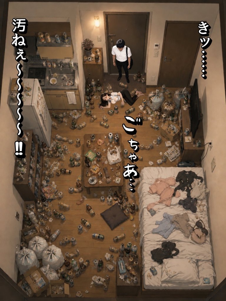 【エロ漫画】実は汚部屋で毎日オナってる生き遅れBBA警官の愛用ディルドと俺のチン〇が激似だったのでセフレ化したら孕ませてしまった話