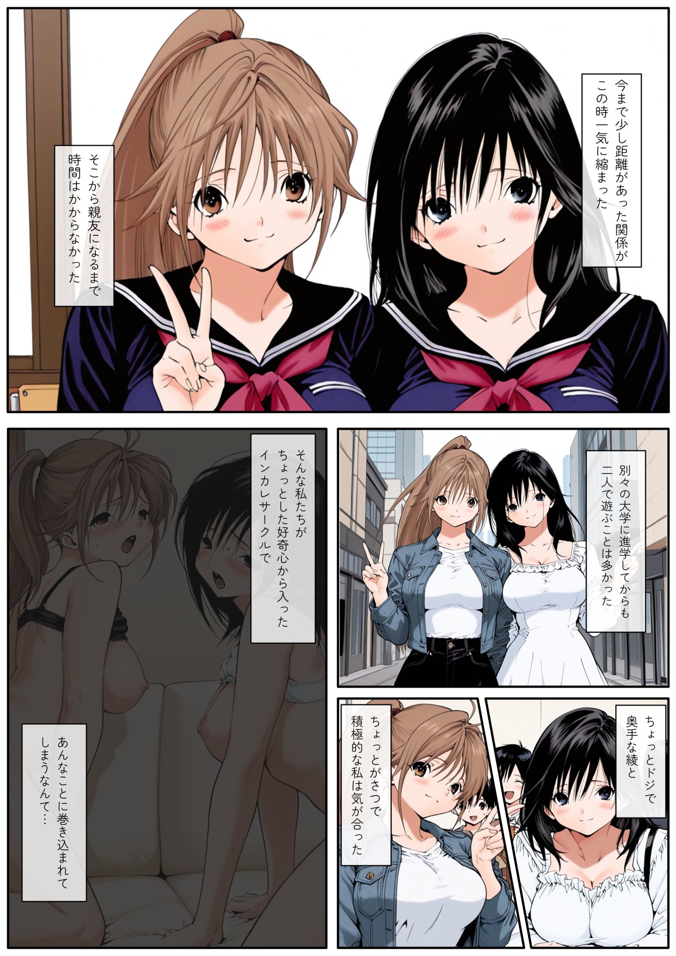 【エロ漫画】いちご大学物語〜信用した女先輩に騙されて親友と一緒にヤリサー合宿で何度も生ハメされました〜 3ページ目