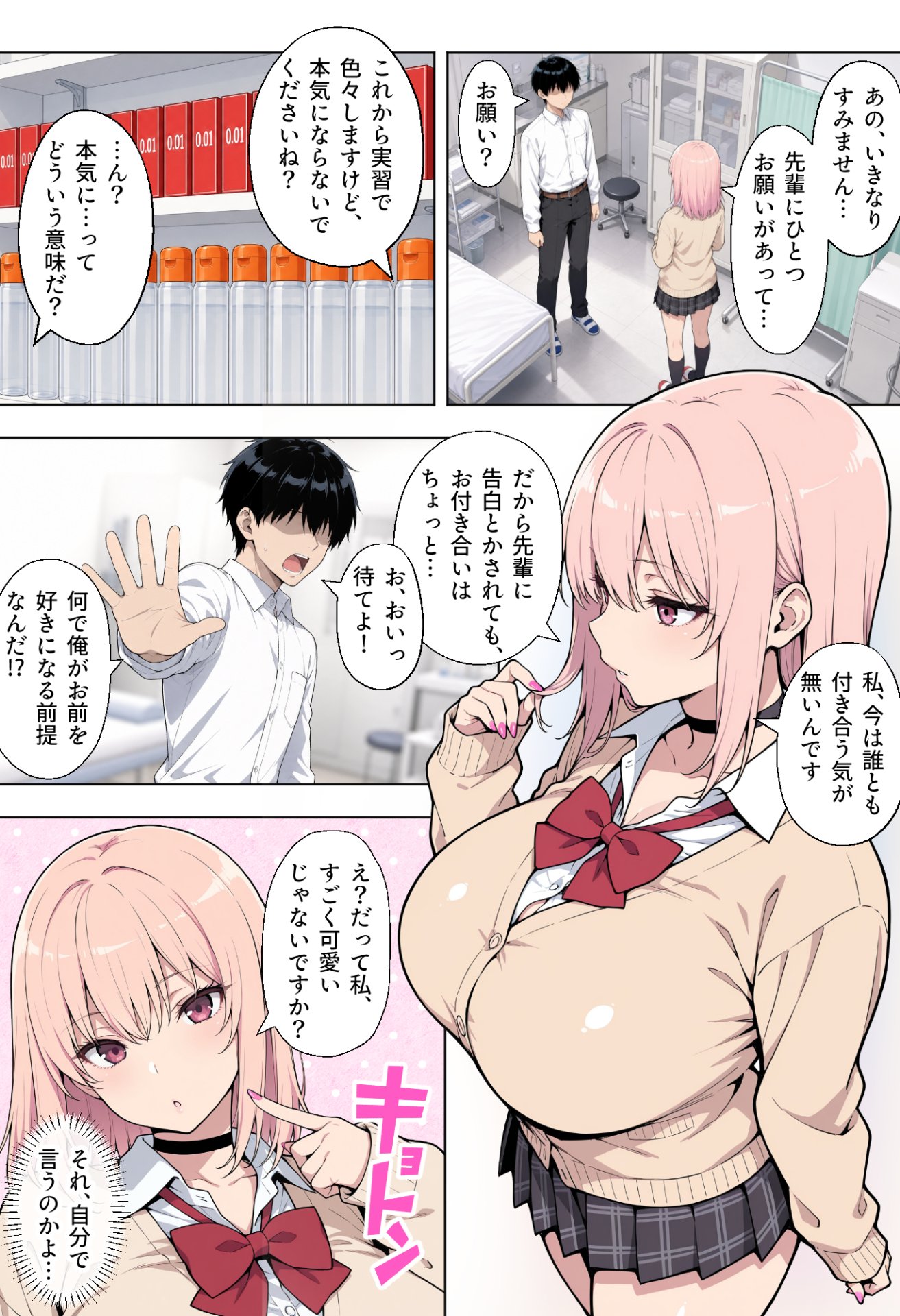 【エロ漫画】童貞の俺が性実習の授業であざとい系後輩ギャルと遺伝子相性SSSだった件 8ページ目