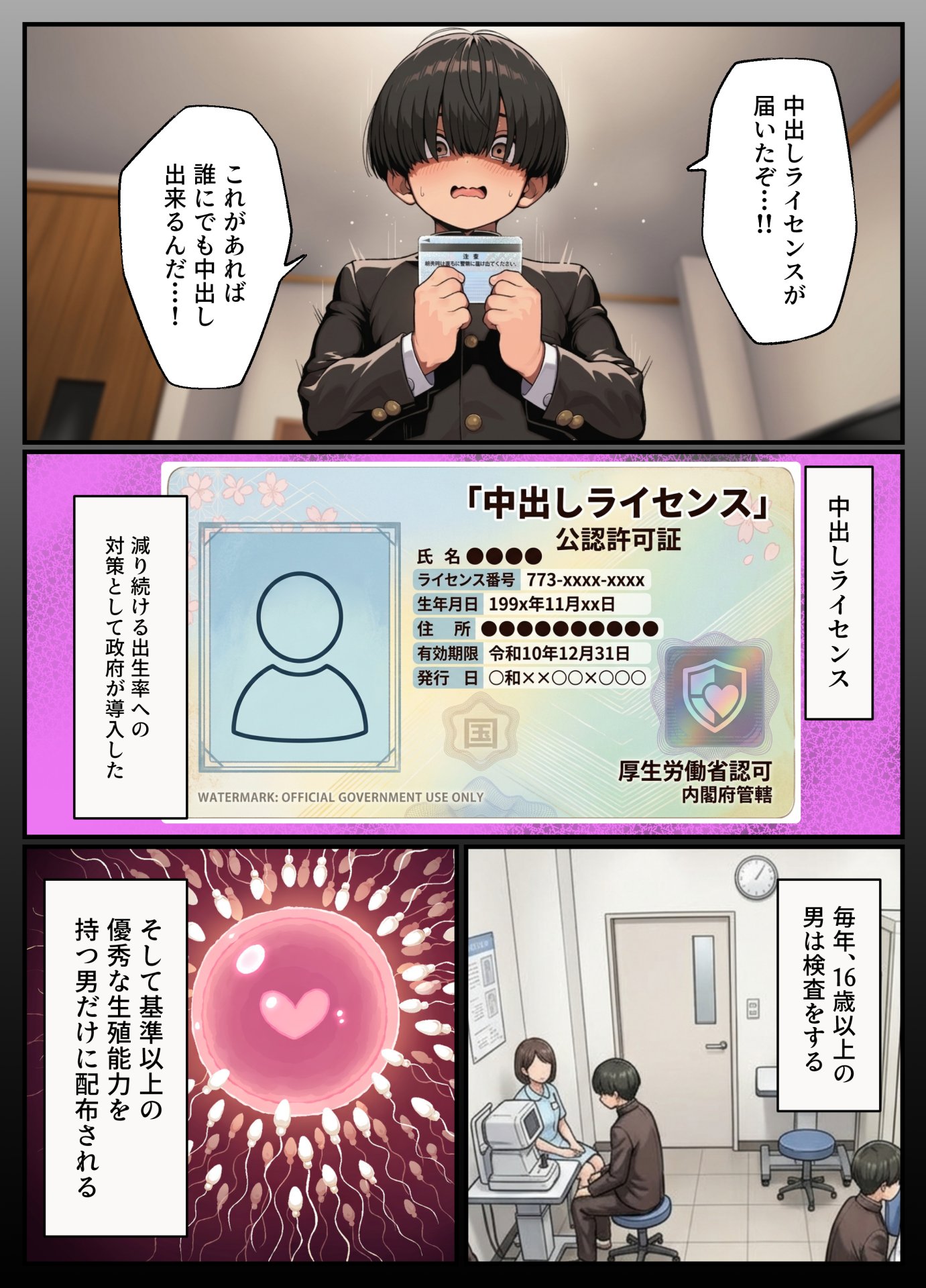【エロ漫画】中出しライセンスを配布された俺はクラスの一軍ギャルとセックス出来る件 1ページ目