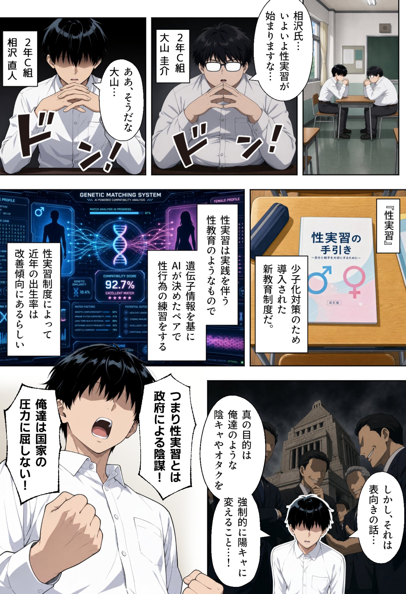 【エロ漫画】童貞の俺が性実習の授業であざとい系後輩ギャルと遺伝子相性SSSだった件 1ページ目