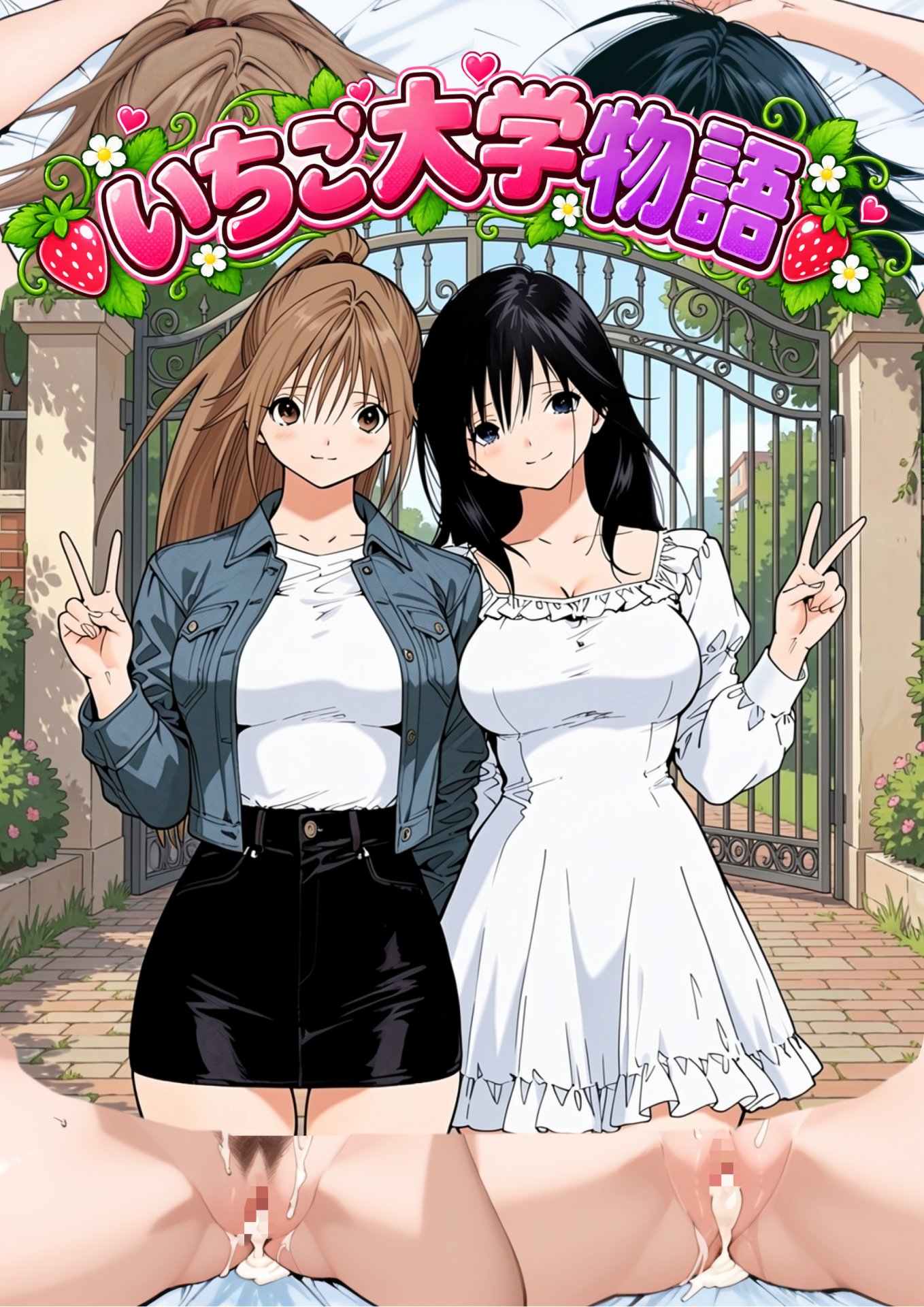 【エロ漫画】いちご大学物語〜信用した女先輩に騙されて親友と一緒にヤリサー合宿で何度も生ハメされました〜 1ページ目