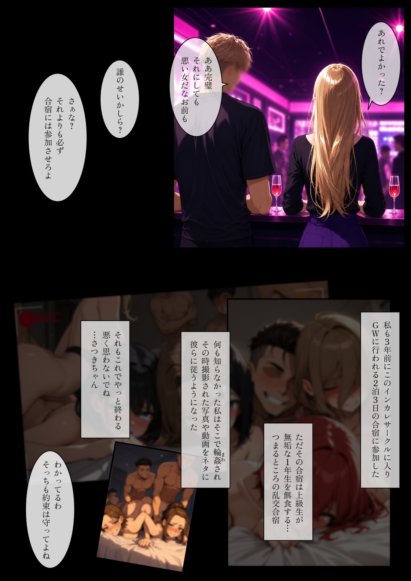 【エロ漫画】いちご大学物語〜信用した女先輩に騙されて親友と一緒にヤリサー合宿で何度も生ハメされました〜 8ページ目