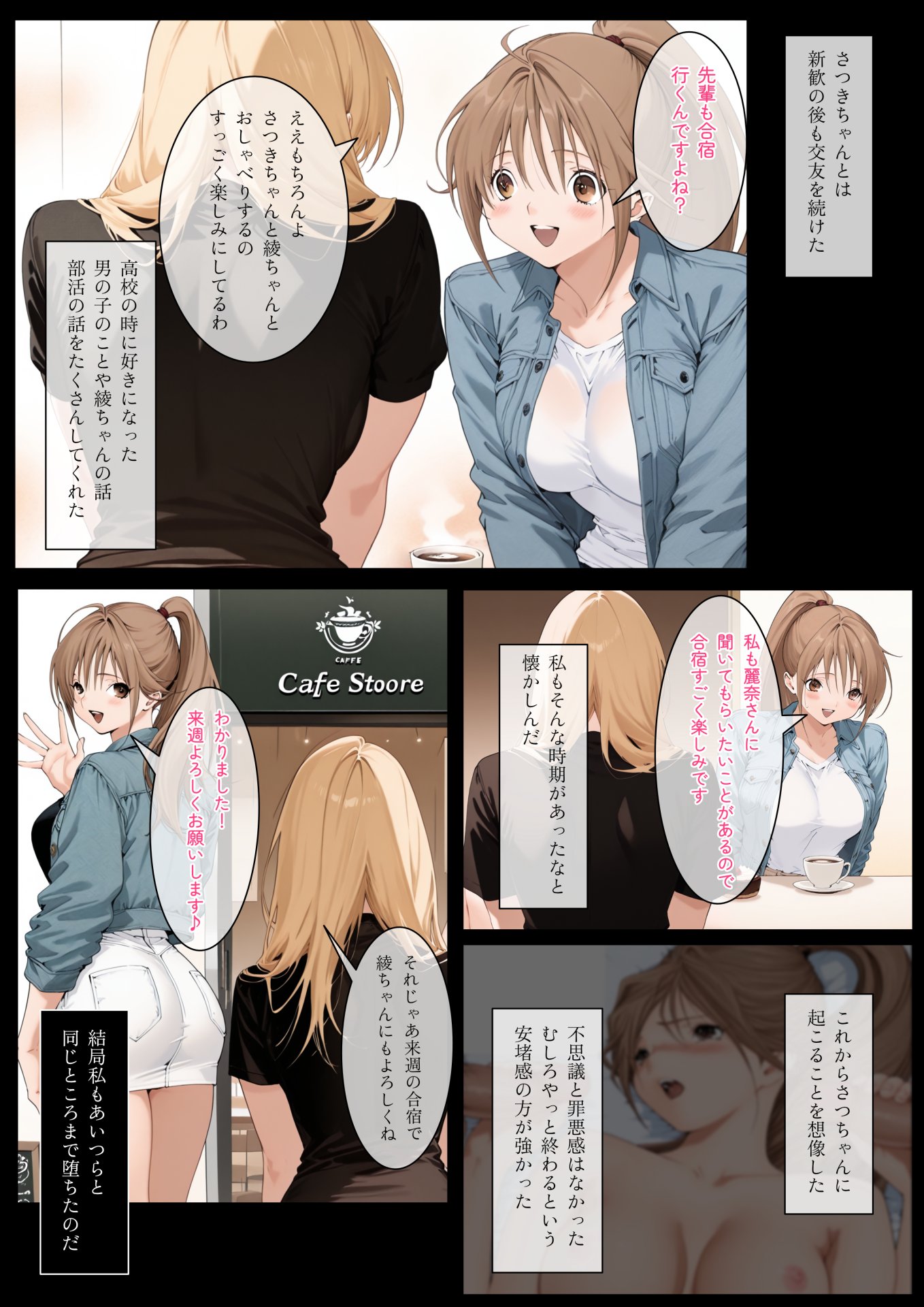 【エロ漫画】いちご大学物語〜信用した女先輩に騙されて親友と一緒にヤリサー合宿で何度も生ハメされました〜 9ページ目