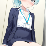 【】水色髪ポニ