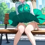 【エロ画像】緑髪ボブ