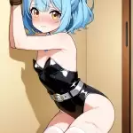 【エロ画像】水色ポニ