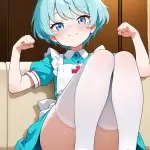 【エロ画像】水色髪刈
