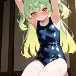 【エロ画像】緑髪セミ