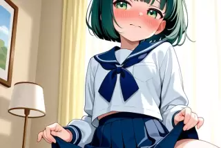 【エロ画像】青髪ボブ