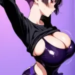 【エロ画像】紫髪刈り