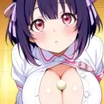 【エロ画像】紫髪お団