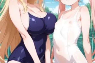 二人のスク水娘を脱が